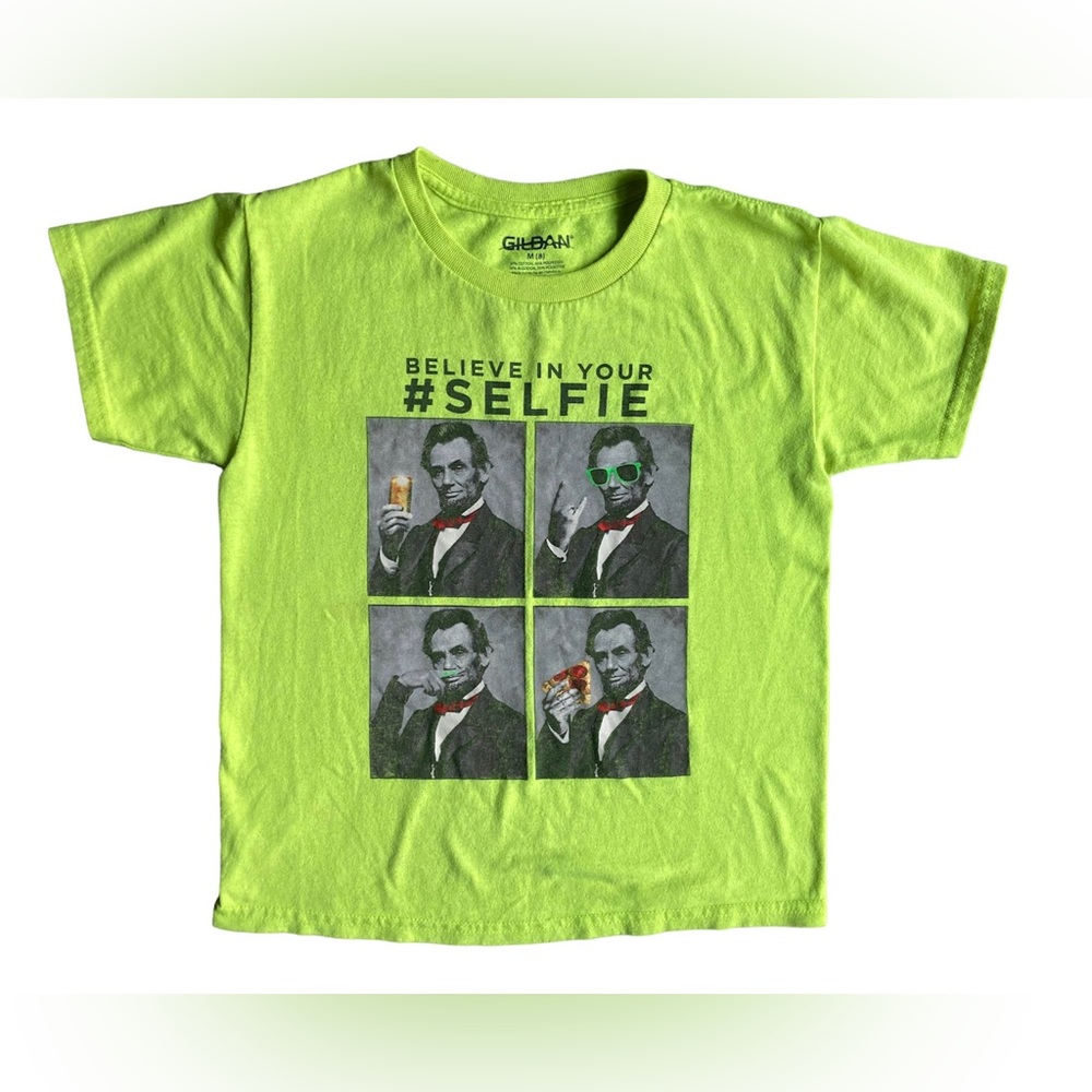 Abraham Lincoln Boys Medium Neon Yellow Silly Shirt